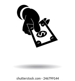 hand giving money