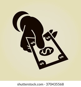hand giving money