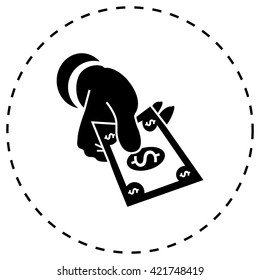 hand giving money
