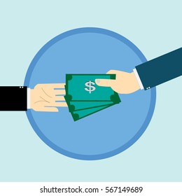 Hand giving money.
