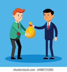 Hand giving money to another hand icon. Vecor illustration Giving and receiving money, donation concept