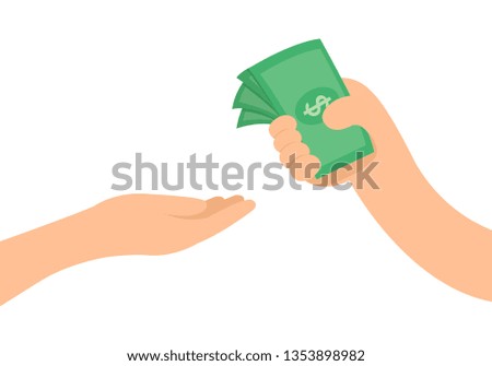 Hand giving money concept.