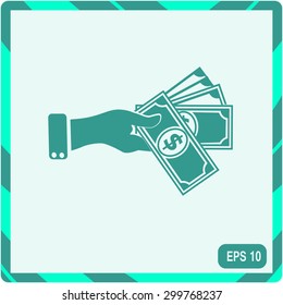 Hand giving money dollar