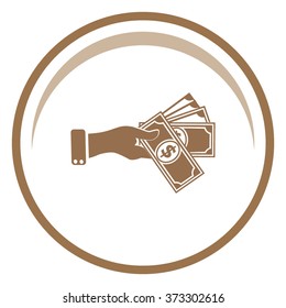Hand giving money dollar vector icon.