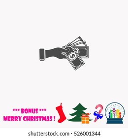 Hand giving money dollar  vector illustration.