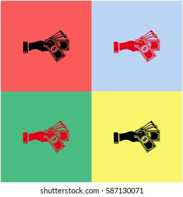 Hand giving money dollar vector  icon.