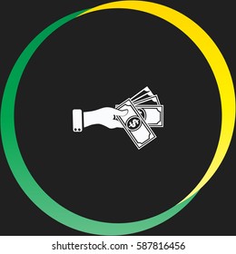 Hand giving money dollar vector  icon