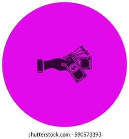 Hand giving money dollar vector  icon