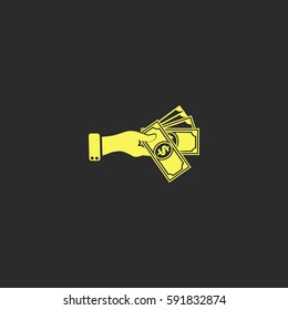 Hand giving money dollar vector  icon.