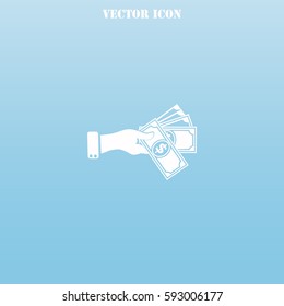 Hand giving money dollar vector  icon.
