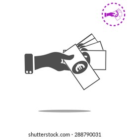 Hand giving money euro 