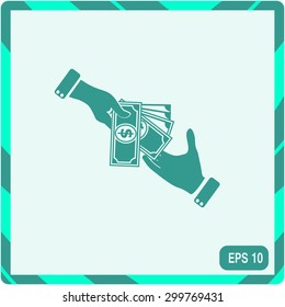 Hand giving money euro
