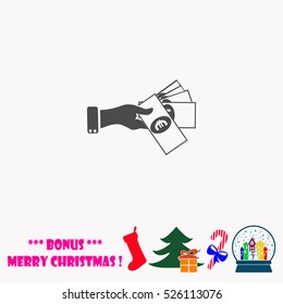 Hand giving money euro to other hand  vector illustration.