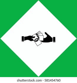Hand giving money euro to other hand isolated  icon Vector design.
