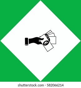 Hand giving money euro to other hand  icon Vector design.