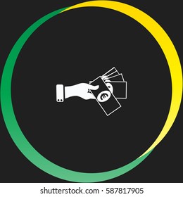 Hand giving money euro to other hand vector  icon