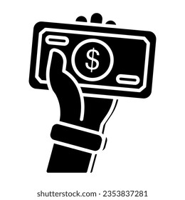 Icono de entrega de dinero en diseño sólido