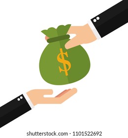 Hand giving money to other hand