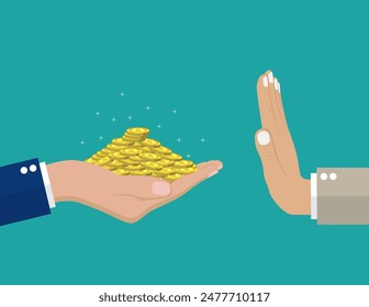 hand giving money to other hand. anti Corruption concept. vector illustration in flat style