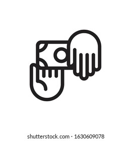 Hand Giving Money Trendy Icon Design, Charity and Donation, Volunteer center, Vector Outline Icons