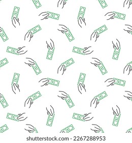 Hand giving Money vector Bribery concept line seamless pattern