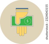Hand giving money vector icon isolated , donation concept