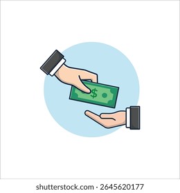 Hand Giving Money Vector Illustration. Receiving Money Concept Design