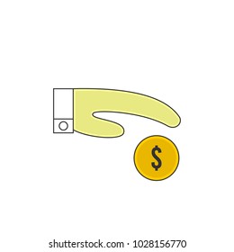 Hand Giving Money Vector Outline Icon Illustration Graphic Design