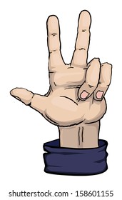 Hand giving peace sign, vector illustration