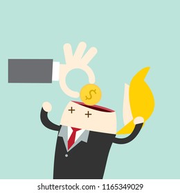 hand giving salary to worker 