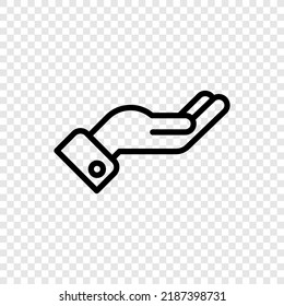Hand, giving simple icon vector. Flat design. Transparent grid.ai
