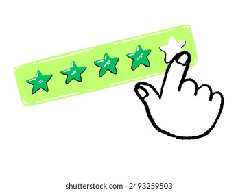 A hand giving a star rating, symbolizing feedback, evaluation, or quality assessment