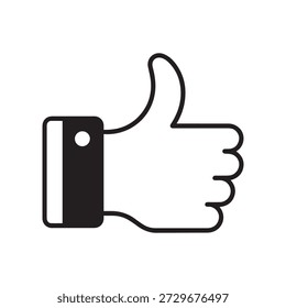 Hand giving thumbs up gesture in black and white illustration