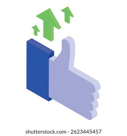 Hand giving a thumbs up with green arrows growing upward, symbolizing positive feedback and growth