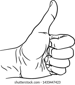 A hand giving a thumbs up or like gesture with thumb extended and fingers in a fist