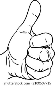A hand giving a thumbs up or like gesture with thumb extended and fingers in a fist