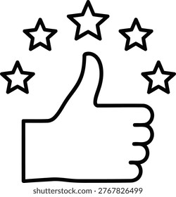 A hand giving a thumbs-up surrounded by five twinkling stars Vector