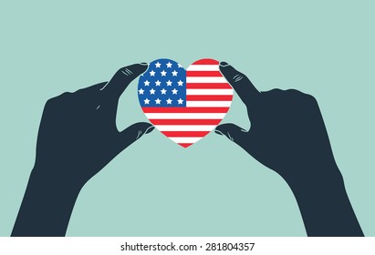 hand giving USA heart symbol
