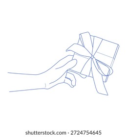 Mano dando un regalo envuelto, simbolizando celebración y generosidad
