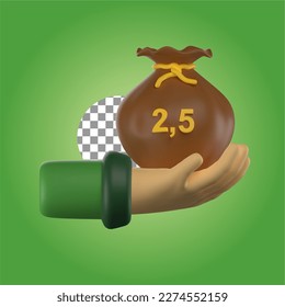 hand giving zakat in 3d illustration of ramadhan islamic theme
