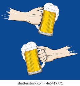 Hand with Glass of Beer