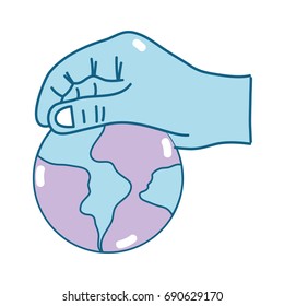 hand with global earth planet and geography ubication