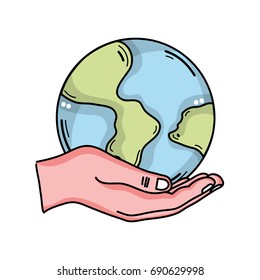 hand with global earth planet and geography ubication
