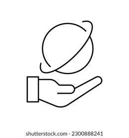 Hand with Global internet icon design. isolated on white background. vector illustration