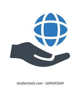 hand global vector glyph color icon 