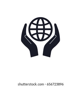 hand and globe icon, can be used for web and mobile design