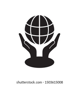 hand and globe icon. international peace sign symbol illustration
