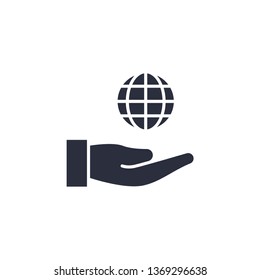 Hand globe icon. Protect world symbol. Modern simple flat vector illustration for web site or mobile app