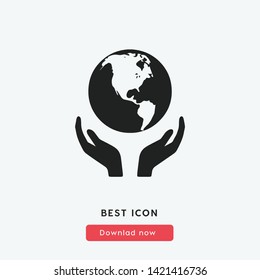 Hand globe icon. Protect world symbol. Modern simple flat vector illustration for web site or mobile app - Vector
