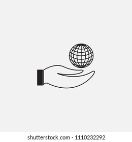 hand and globe icon template design
